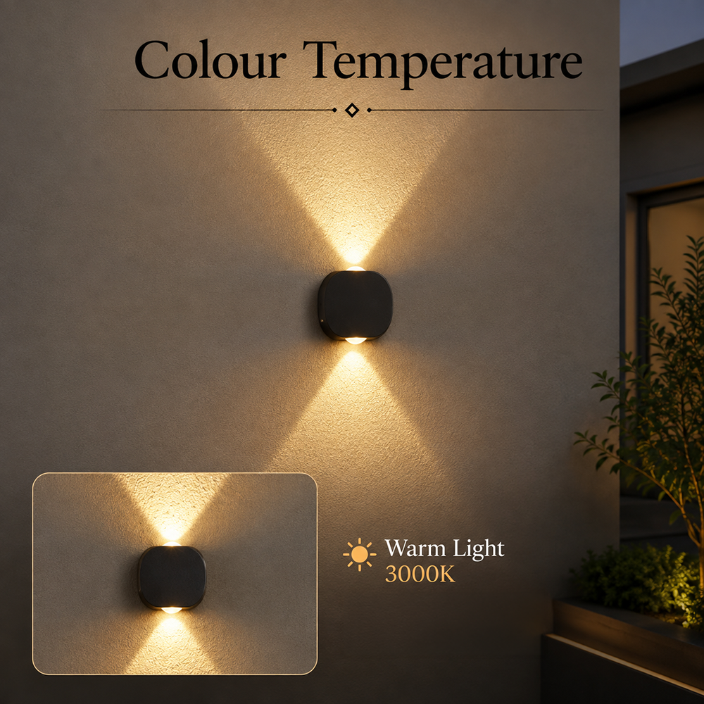 Aplică LED de exterior, 10 W, IP65, neagră, cu 3 culori de lumină