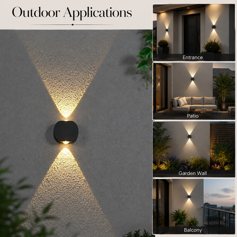 Aplică LED de exterior, 10 W, IP65, neagră, cu 3 culori de lumină