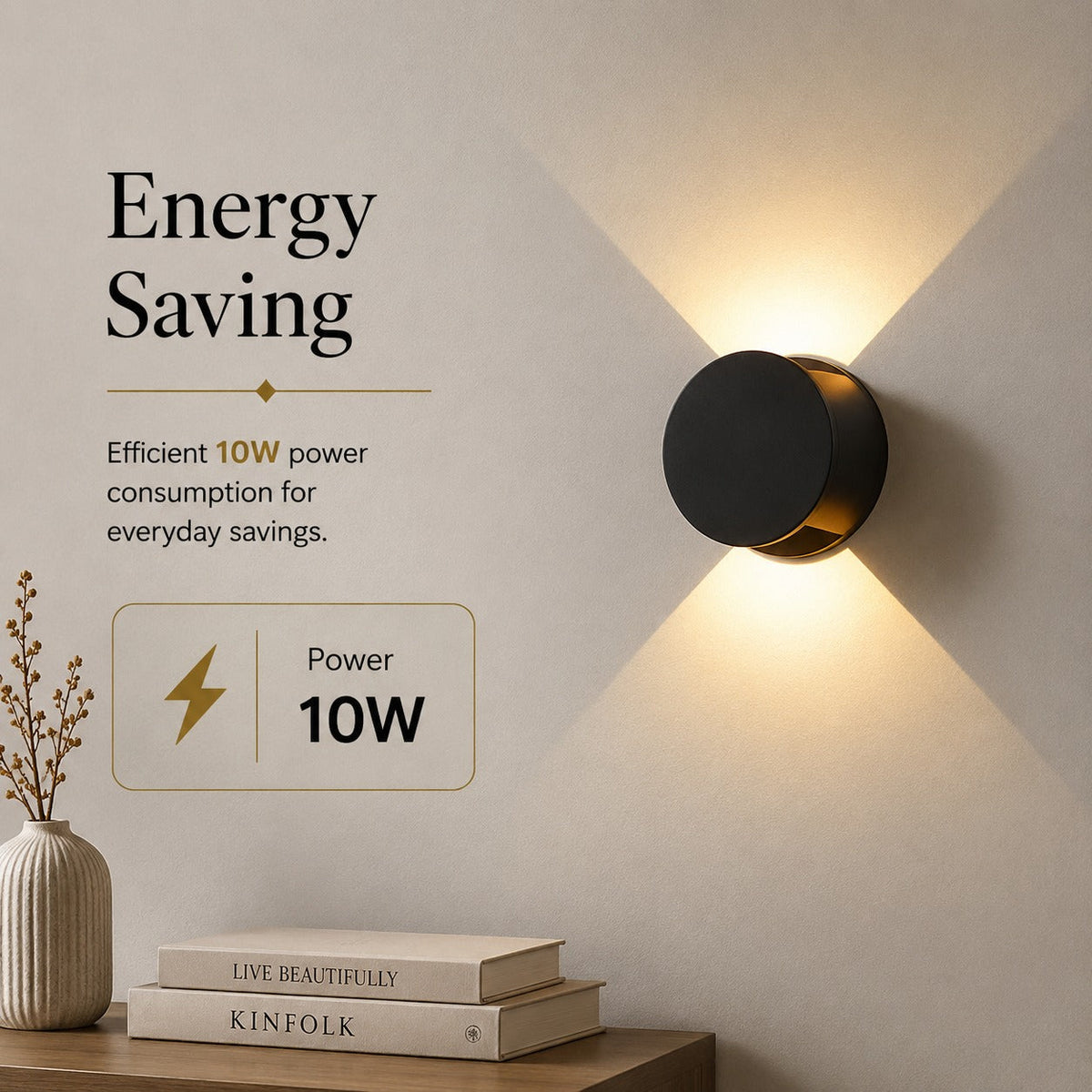 Aplică LED de exterior, 10 W, IP65, neagră, cu 3 culori de lumină