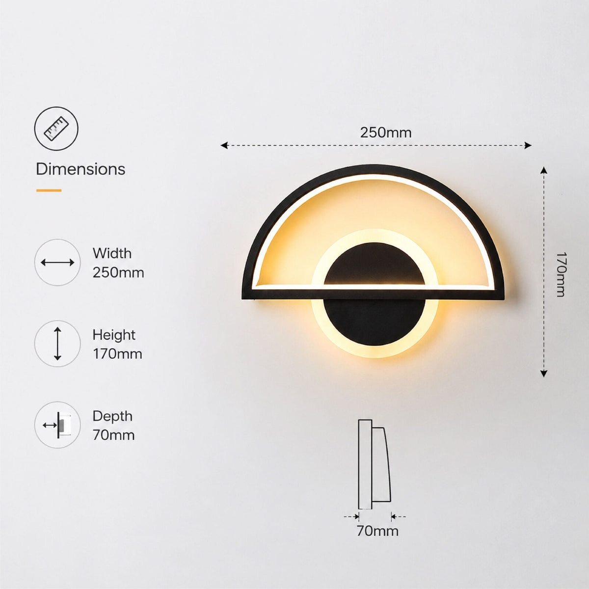 Lampă suspendată LED neagră, 34 W, diametru 25 cm