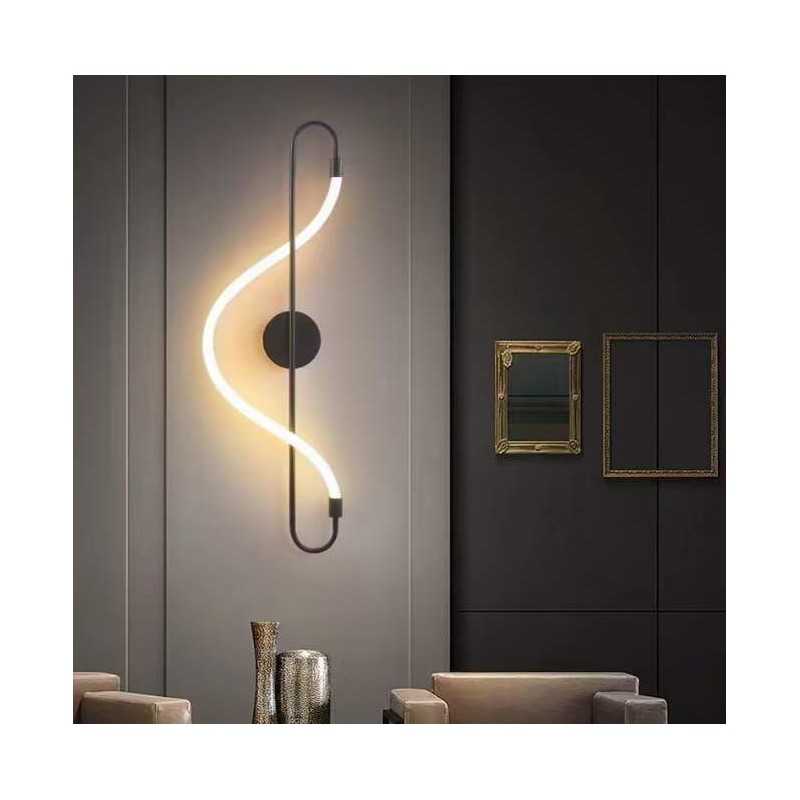 Aplică LED de perete neagră, 16 W, 800 lm, 3 culori, 56 cm