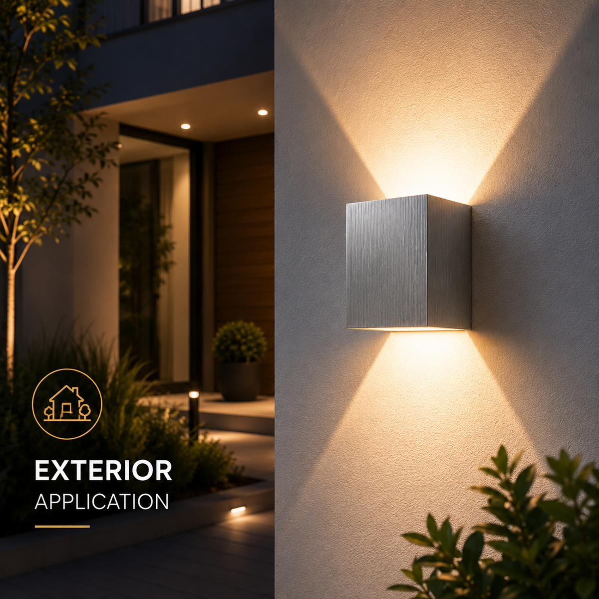 Aplică LED de exterior argintie, 6 W, 750 lm, lumină caldă