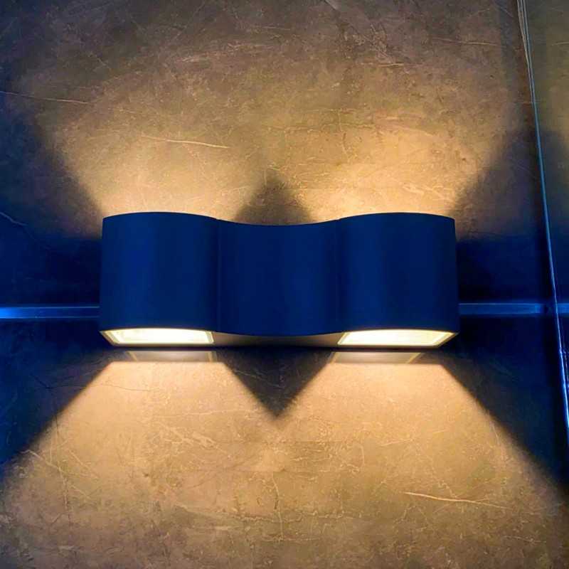 Aplica LED exterior, gri, lumină caldă, aluminiu și acril