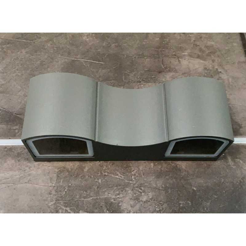 Aplica LED exterior, gri, lumină caldă, aluminiu și acril