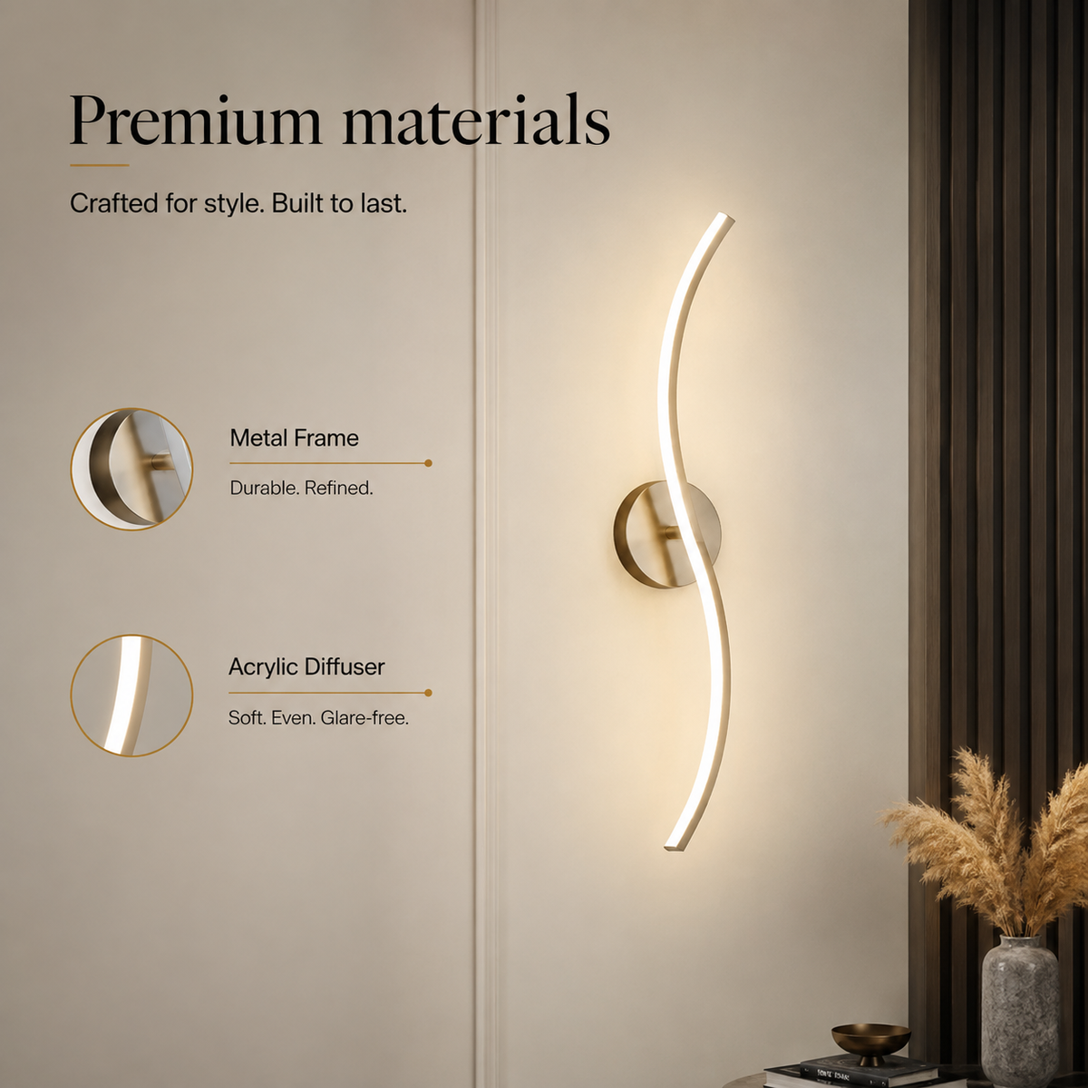 Aplică LED neagră de perete, 51 cm, 12 W, 600 lm, 3 culori de lumină