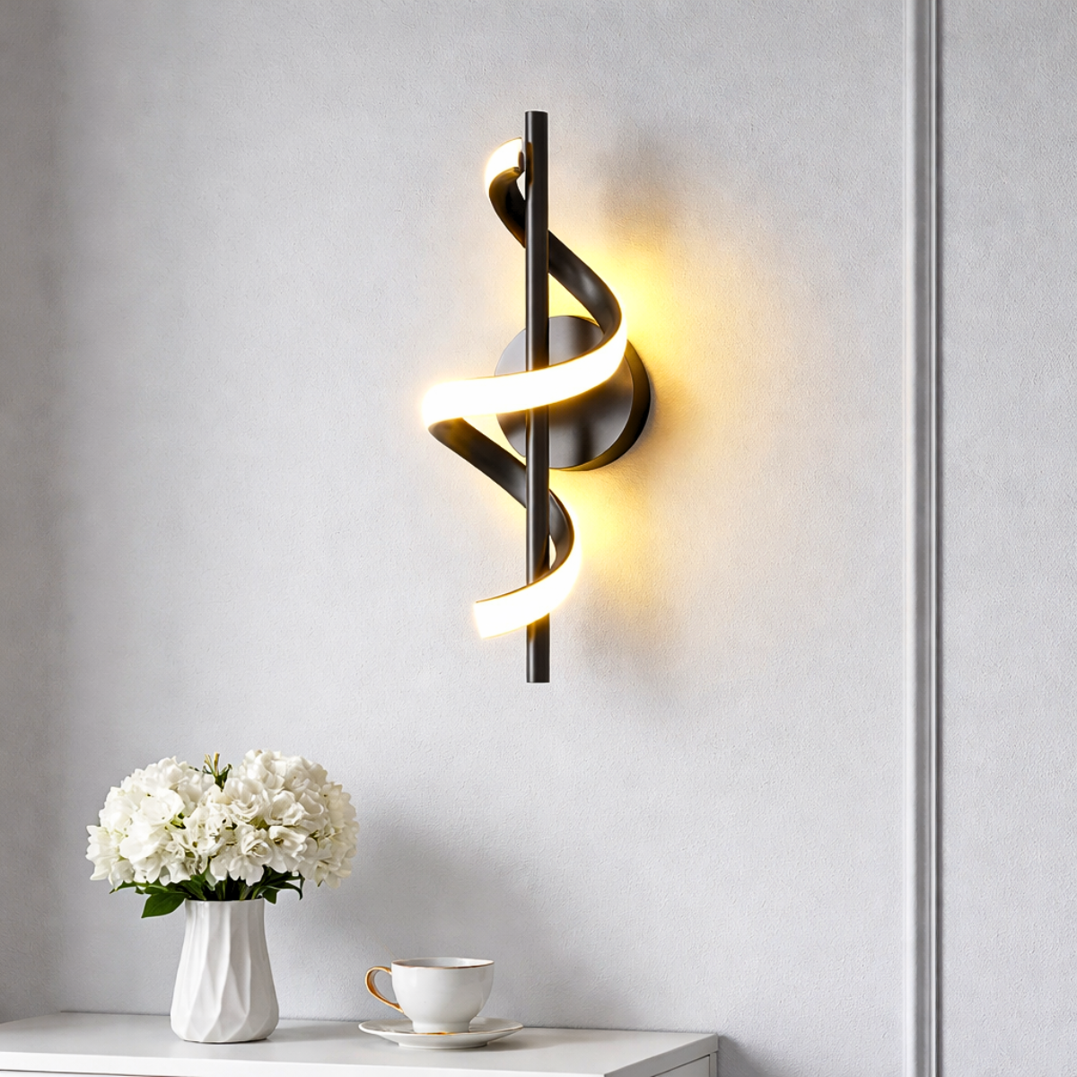 Aplică LED de perete neagră, 10 W, 1200 lm, 3 culori de lumină