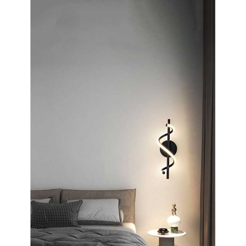 Aplică LED de perete neagră, 10 W, 1200 lm, 3 culori de lumină