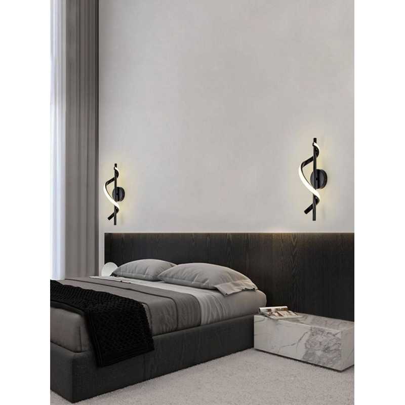 Aplică LED de perete neagră, 10 W, 1200 lm, 3 culori de lumină
