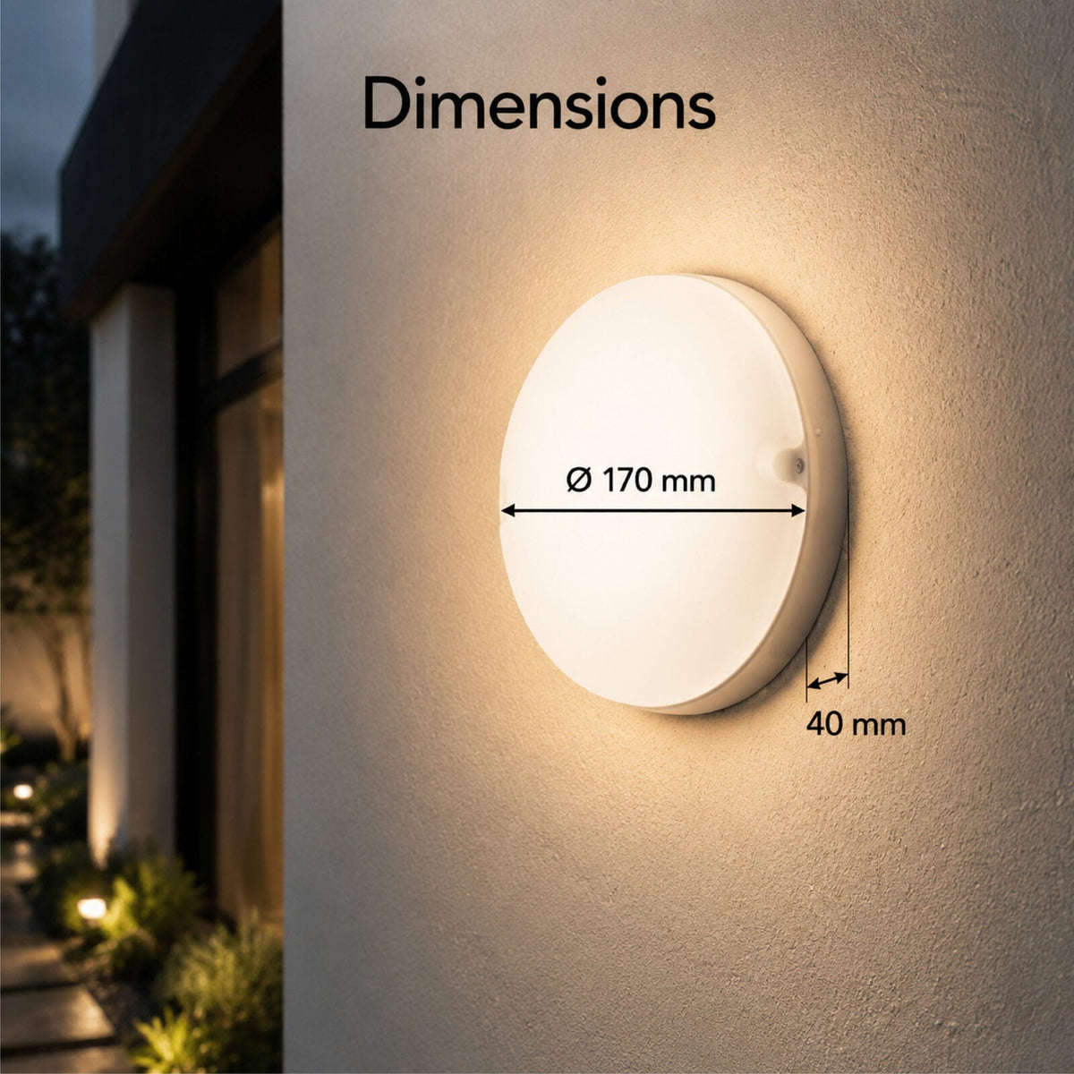Aplică LED rotundă de exterior, IP65, 20 W, 2000 lm, 6500 K, albă, 17 cm