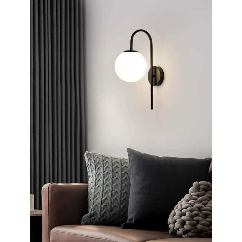Aplică de perete modernă, neagră, din metal, 1 sursă, 20 x 45 cm