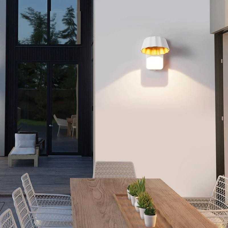 Aplica LED de exterior 7 W, alb-auriu, 3 temperaturi de culoare, 17 cm