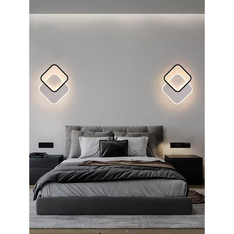 Aplică LED de perete neagră, 12 W, 600 lm, 3 culori, 24 cm