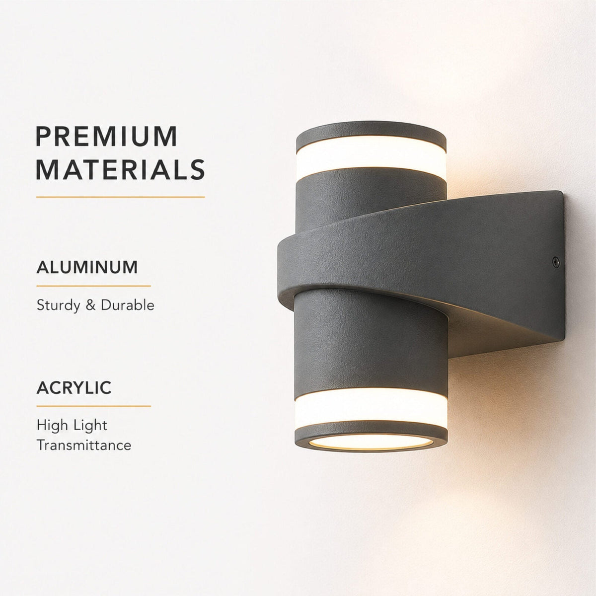 Aplică LED de exterior IP65, 14 W, lumină caldă, aluminiu și acril