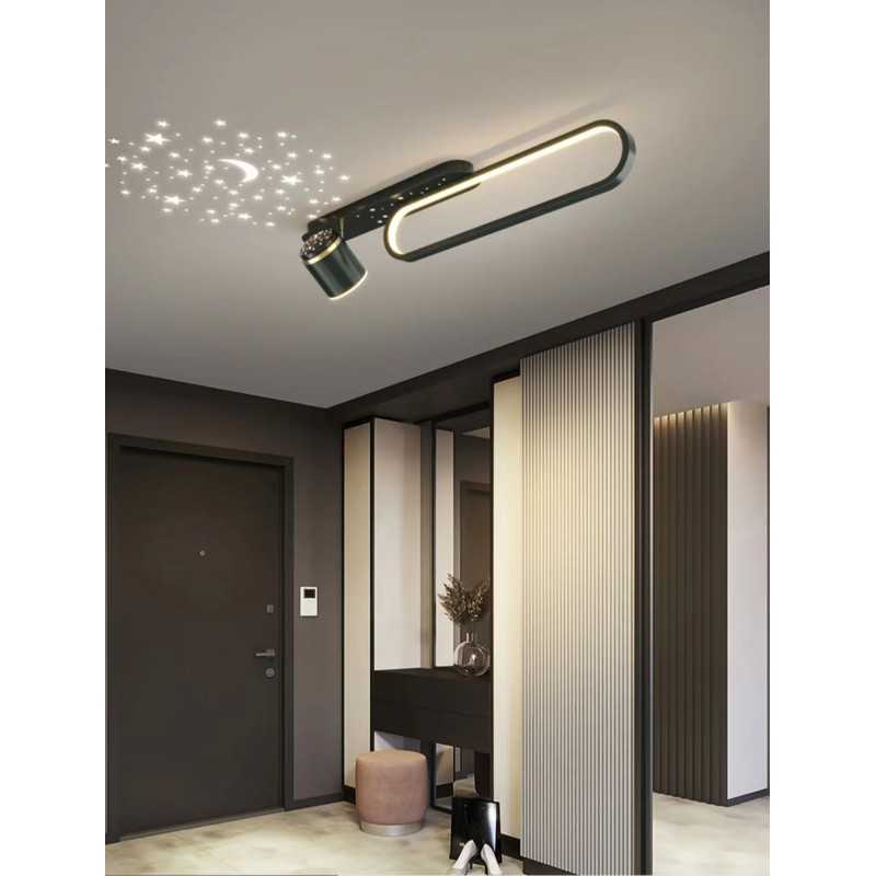 Plafonieră LED neagră, 80 cm, 58 W, 3000 lm