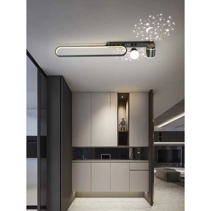 Plafonieră LED neagră, 80 cm, 58 W, 3000 lm