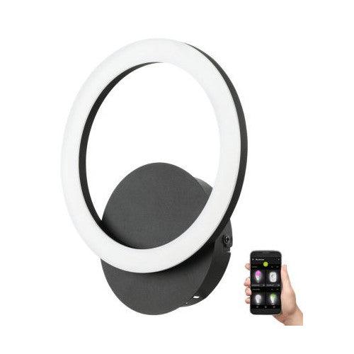 Aplica LED de perete neagră, 12 W, 1200 lm, 3 temperaturi de culoare