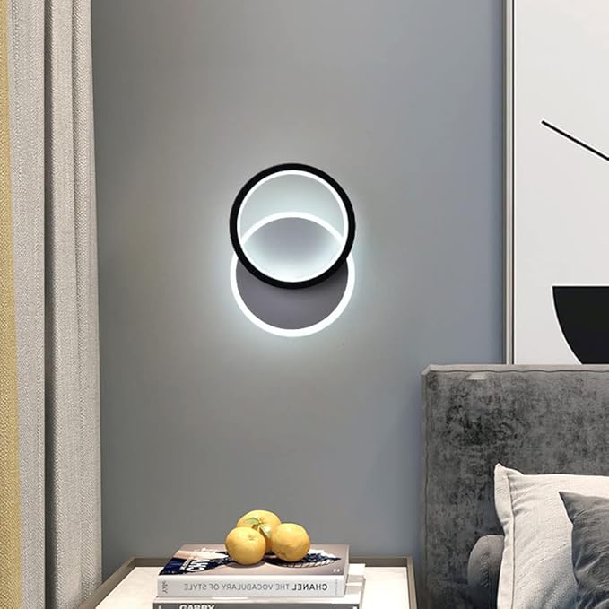 Aplică LED de perete neagră, 10 W, 3 temperaturi de culoare, 24 x 18 cm