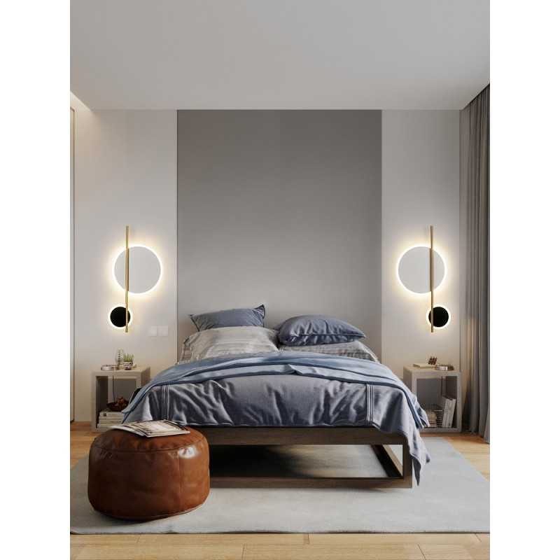 Aplică LED modernă de perete, neagră, 34 W, 50 × 25 cm, 1500 lm