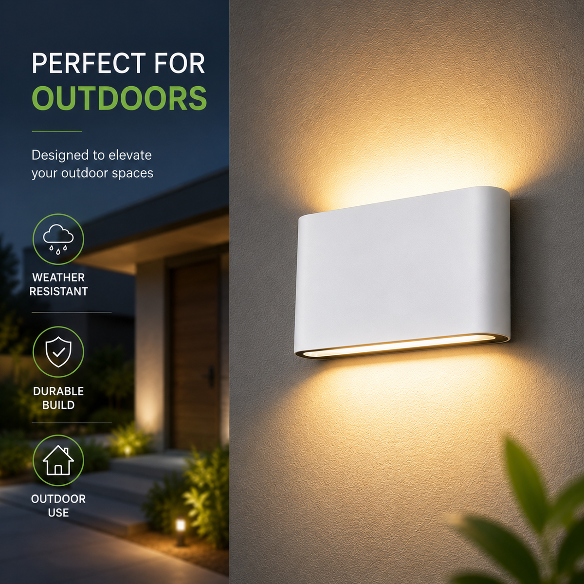 Aplica LED de exterior, 10 W, 800 lm, 3000 K, alb