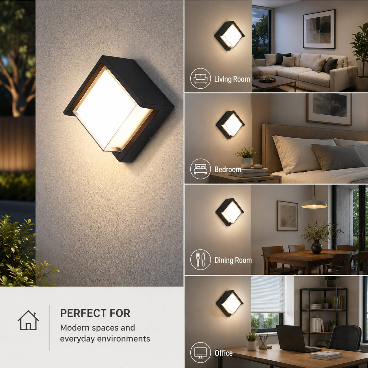Plafonieră LED pătrată, 12 W, 1500 lm, albă, 18 cm