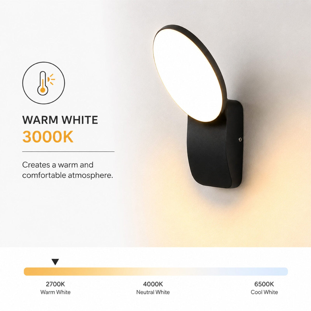 Aplică LED de exterior, neagră, 12 W, 3000 K, 1200 lm