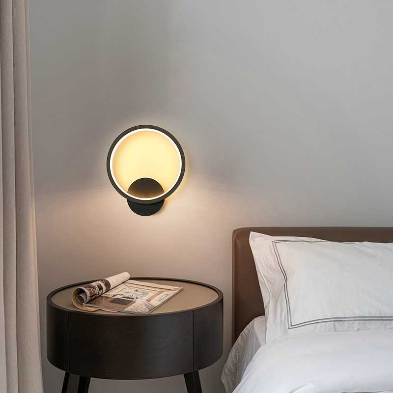 Aplică LED rotundă neagră, 22 W, 1300 lm, lumină albă rece