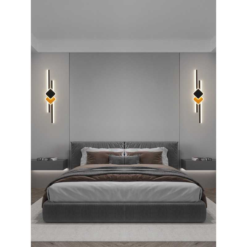Aplică LED de perete neagră, 65 cm, 3 culori de lumină, 60 W