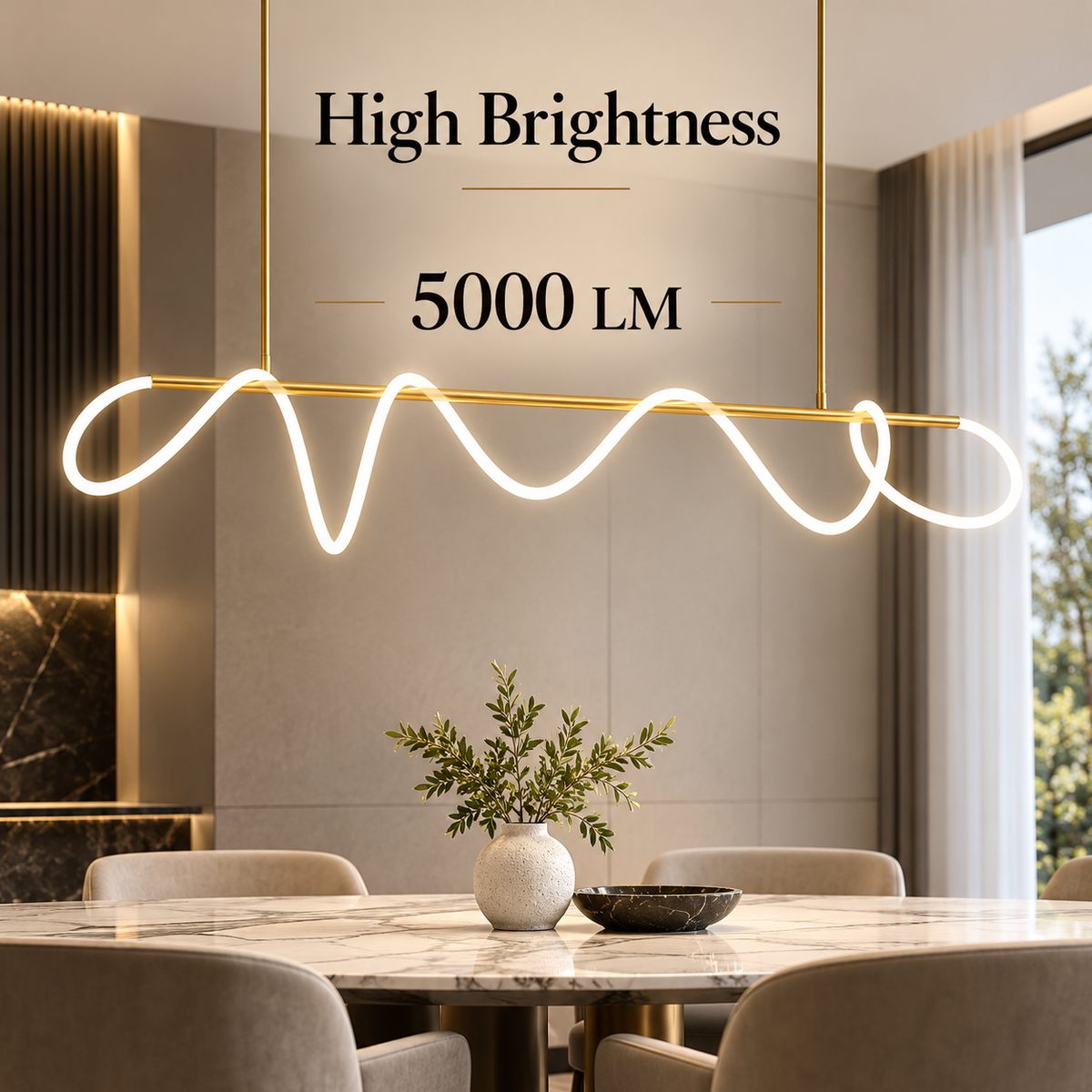 Plafonieră LED aurie, 150 cm, dimabilă, Wi-Fi, telecomandă, 3 culori
