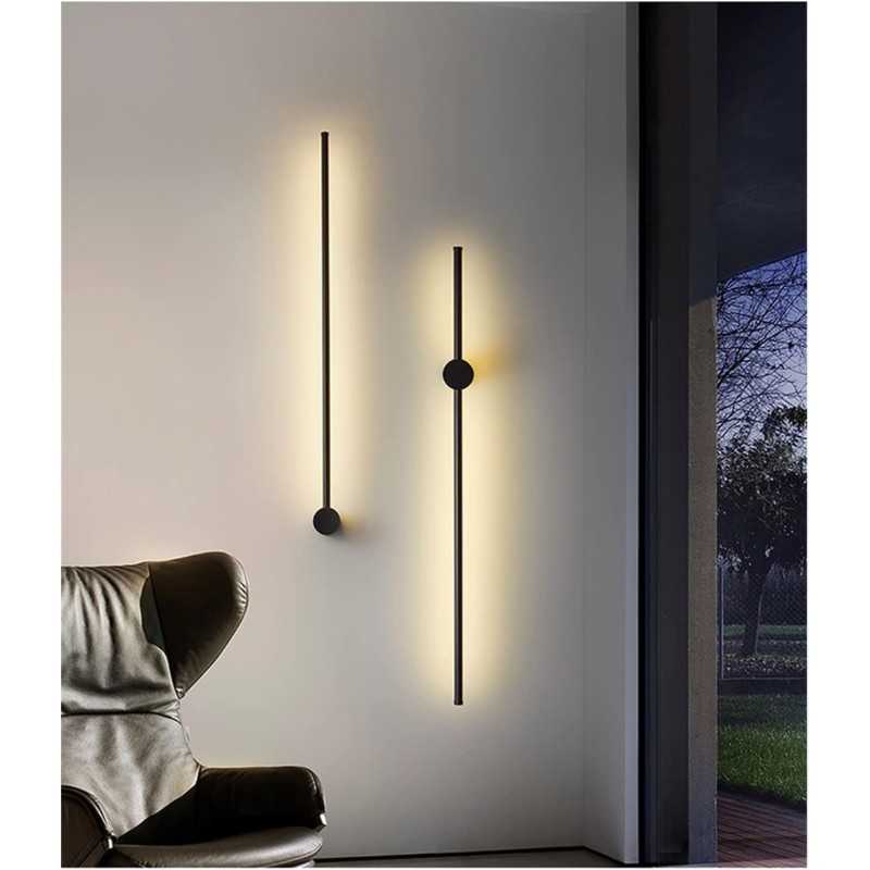 Aplica LED de perete neagră, 80 cm, 26 W, 1300 lm, 3 culori
