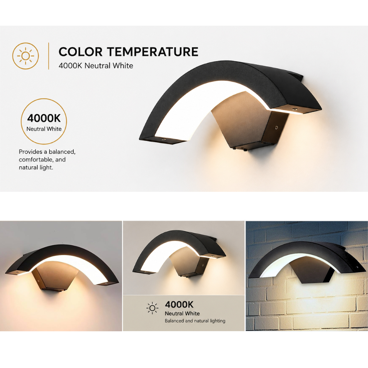 Aplică LED de exterior 9026, 9W, 4000K, aluminiu și acril, alb