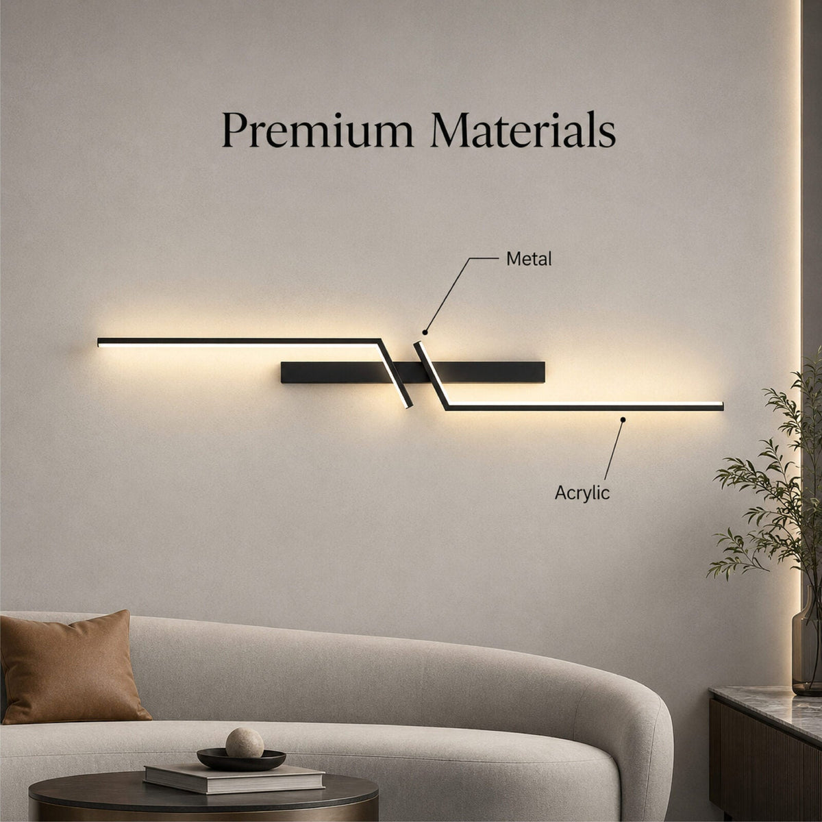 Aplica LED de perete, 60 cm, 18 W, 3 culori de lumină, neagră