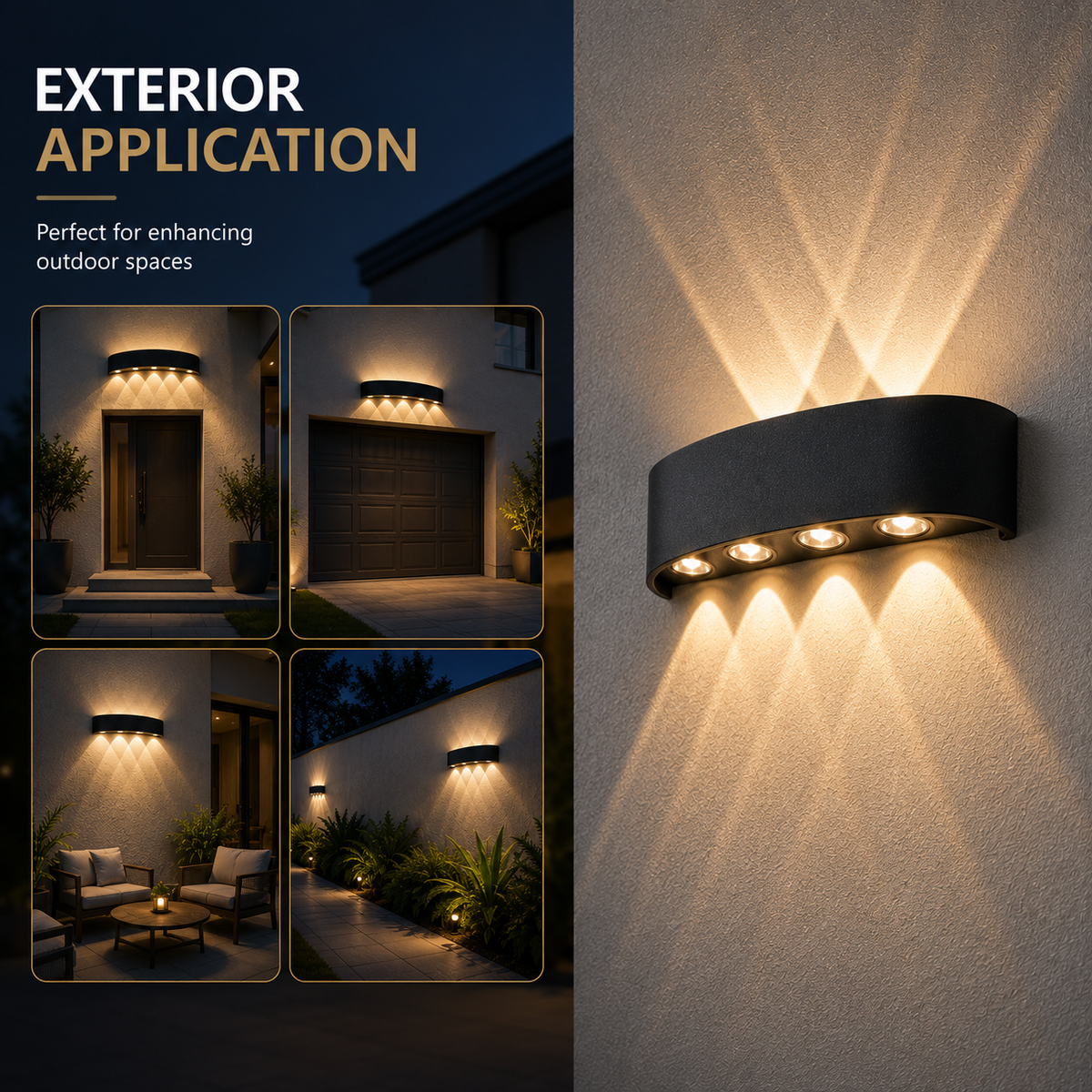 Aplică LED de exterior, neagră, 8 W, lumină caldă, model 2056/4