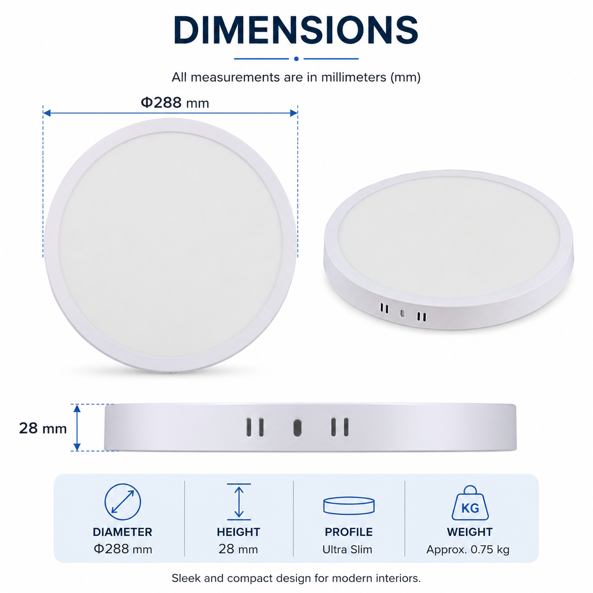 Aplică LED rotundă 3032R, 24 W, 4000 K, albă