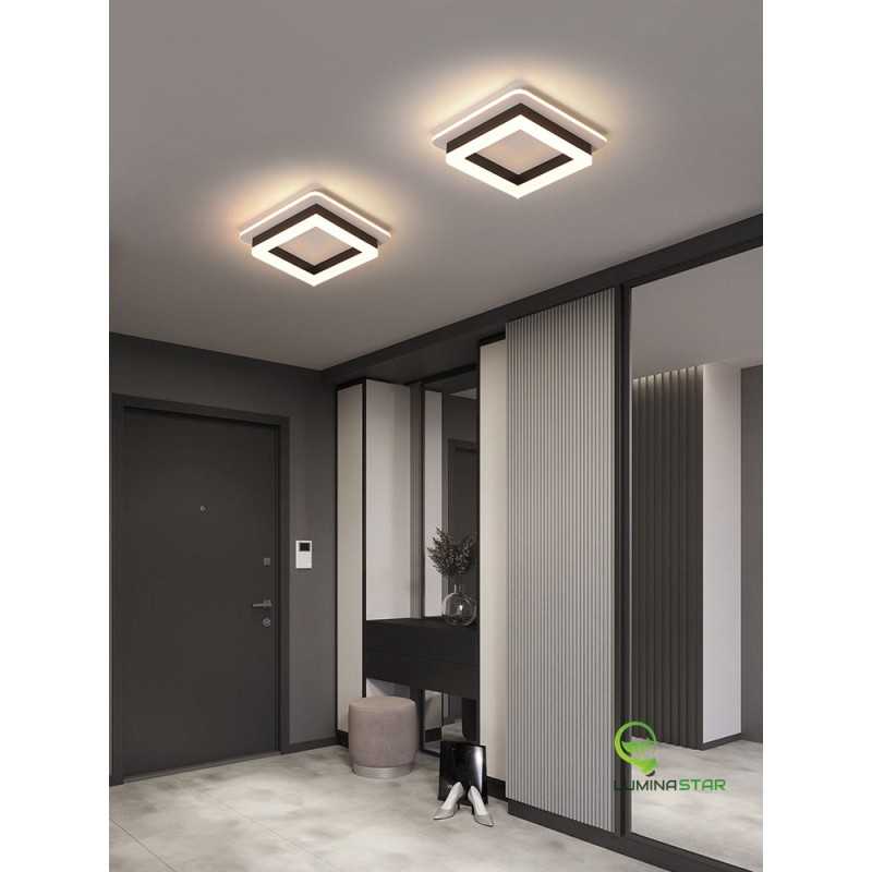 Plafonieră LED pătrată neagră, 41 W, 3 temperaturi de culoare, 24x24 cm