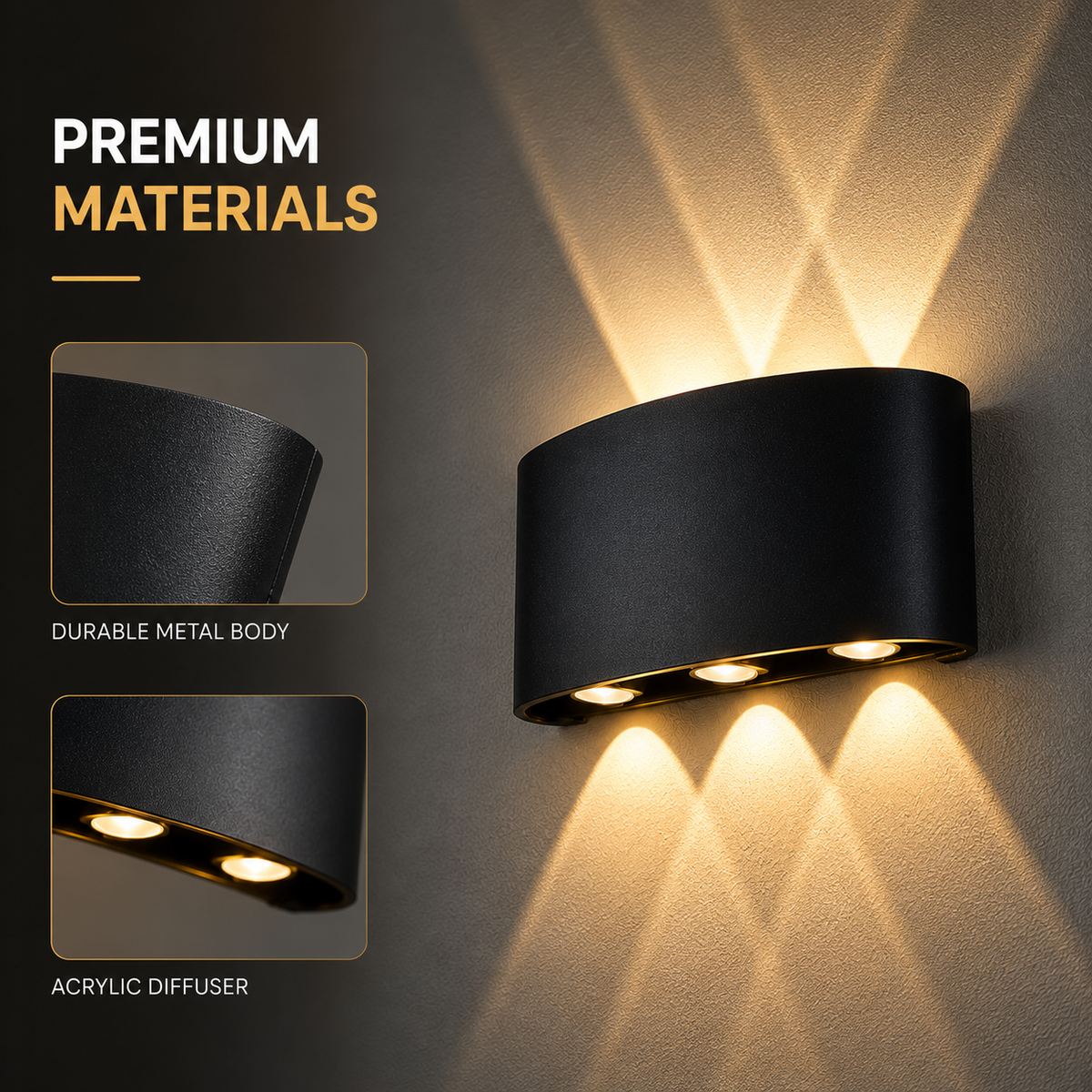 Aplica LED de exterior, 6 W, lumină albă caldă, neagră, 2056/3 BK