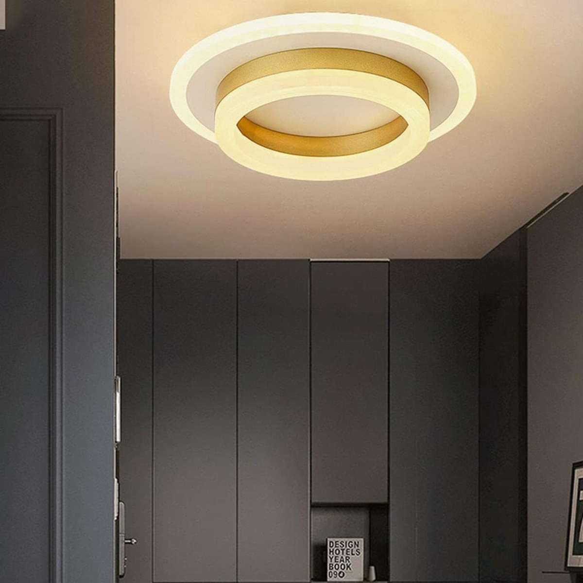 Plafonieră LED rotundă aurie, 30 W, 1500 lm, 3 tonuri de lumină