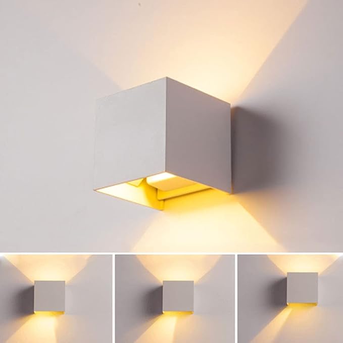Aplică LED cubică albă, 6 W, 750 lm, 3 nuanțe de lumină, 10 cm