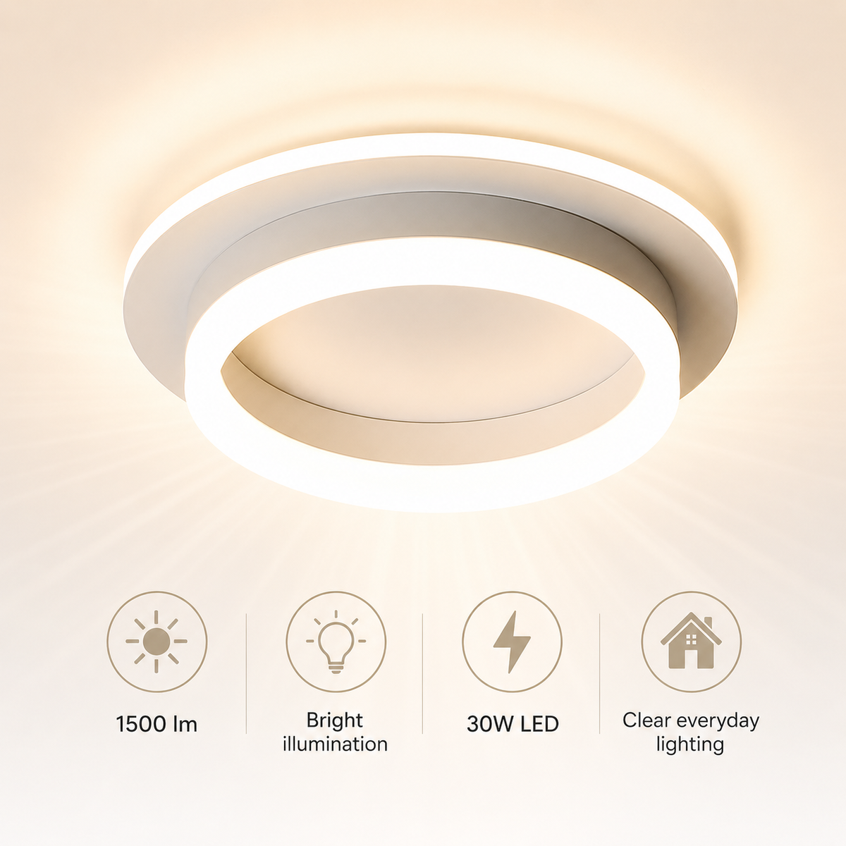 Plafonieră LED rotundă albă, 30 W, 3 temperaturi de culoare, 1500 lm
