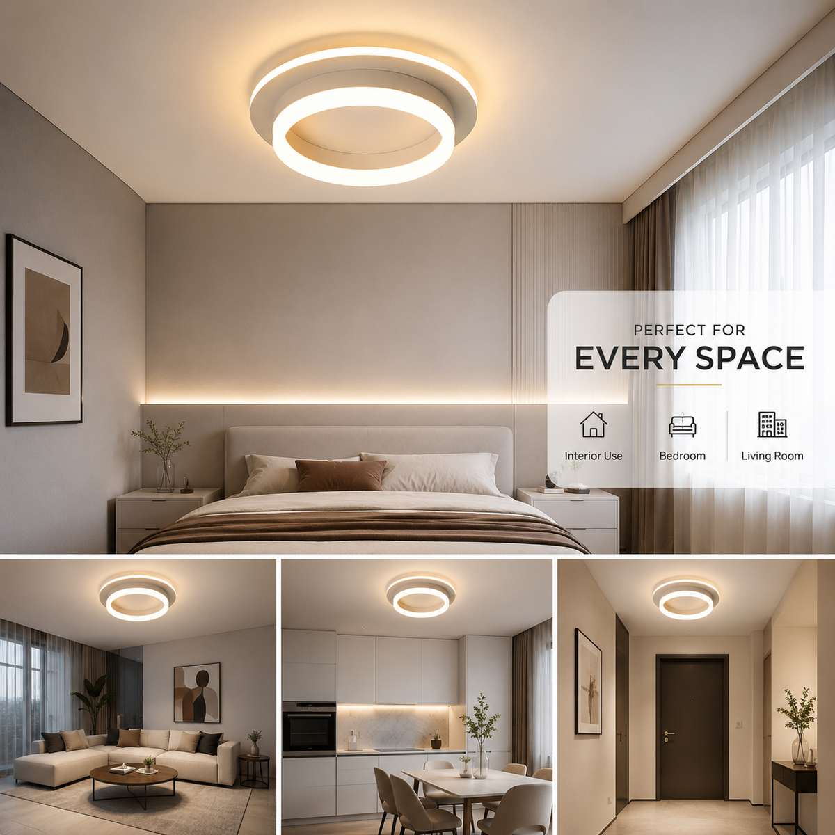 Plafonieră LED rotundă albă, 30 W, 3 temperaturi de culoare, 1500 lm