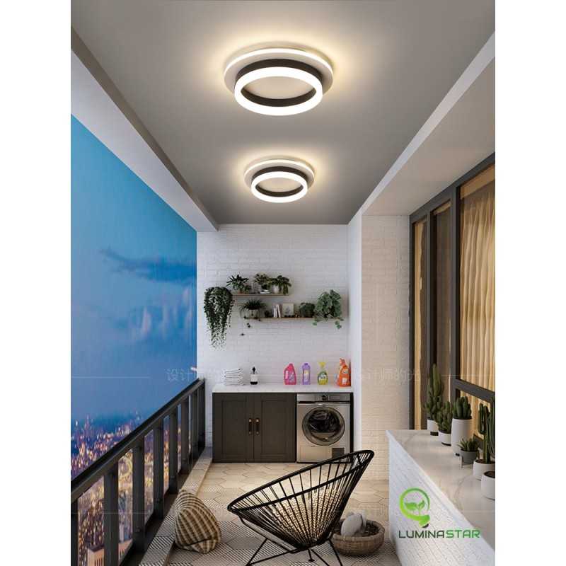 Plafonieră LED rotundă neagră, 30 W, 1500 lm, 24 cm