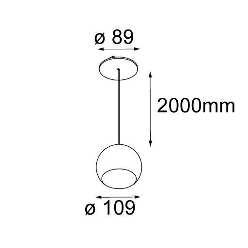 Pendul LED TITAN cu glob magnetic, alb, 5 W, 4000 K, 6,5 x 145 cm