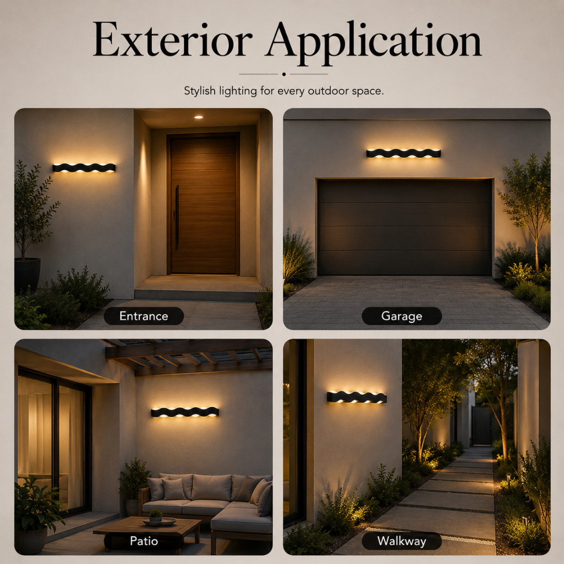 Aplica LED de exterior 60 cm, 3 temperaturi de culoare, IP65, alb