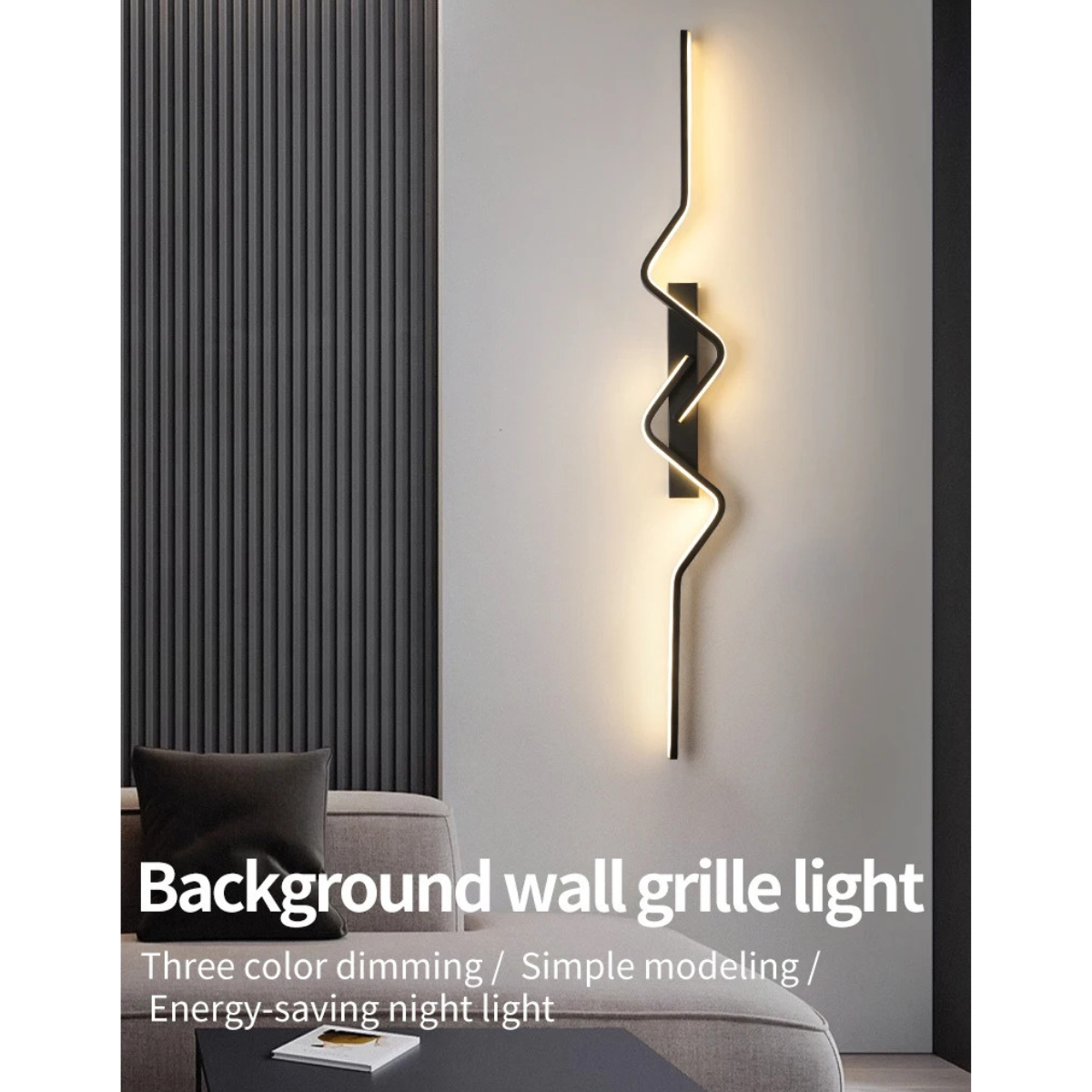 Aplică LED de perete, 80 cm, neagră, design modern minimalist