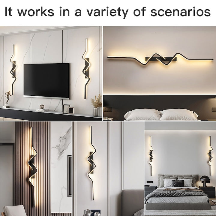 Aplică LED de perete, 80 cm, neagră, design modern minimalist
