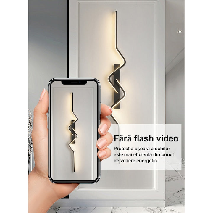 Aplică LED de perete, 80 cm, neagră, design modern minimalist