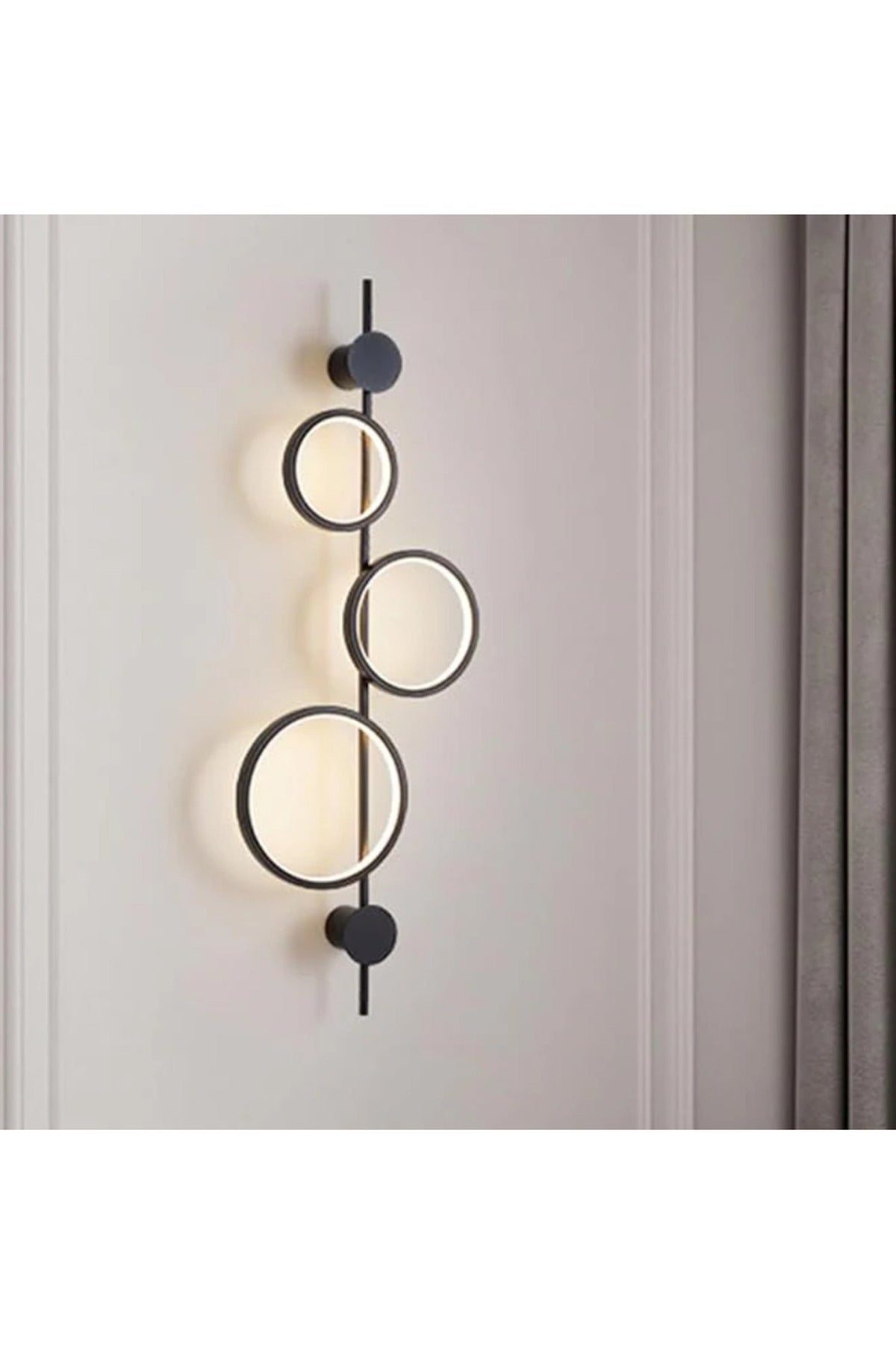 Aplică LED neagră pentru perete, 40 W, cu 3 cercuri și 3 culori de lumină