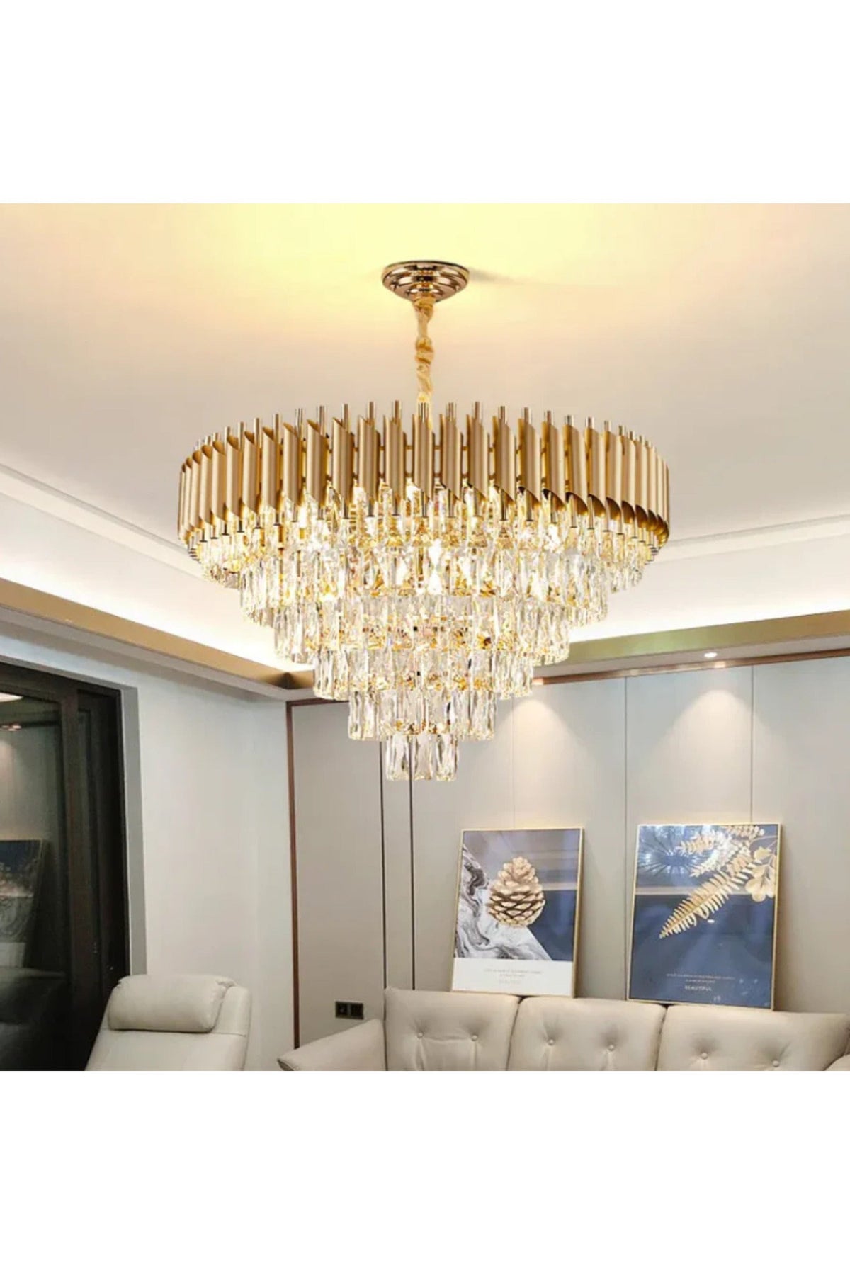 Candelabru cu cristale K9 Golden Panther, auriu, 60 cm, 9 x E14
