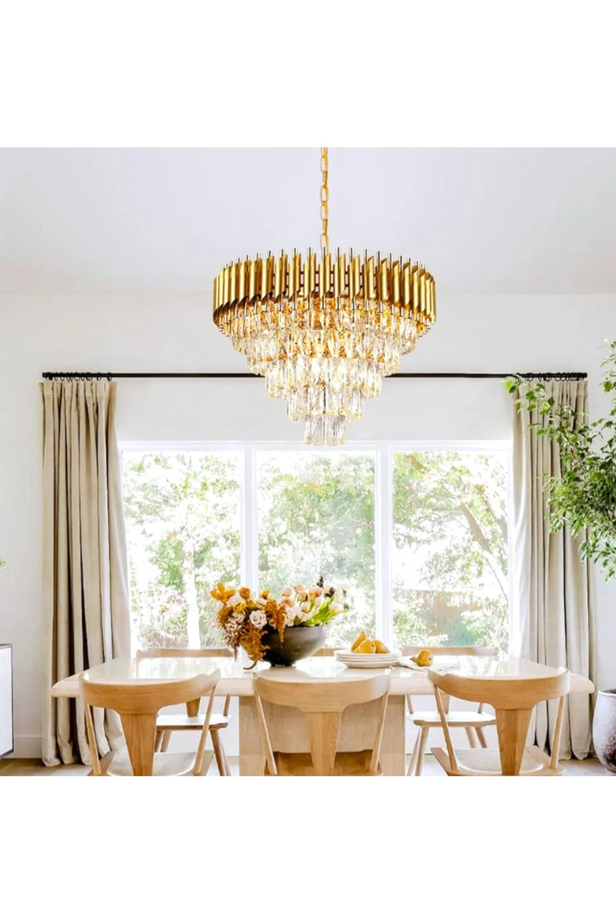 Candelabru cu cristale K9 Golden Panther, auriu, 60 cm, 9 x E14