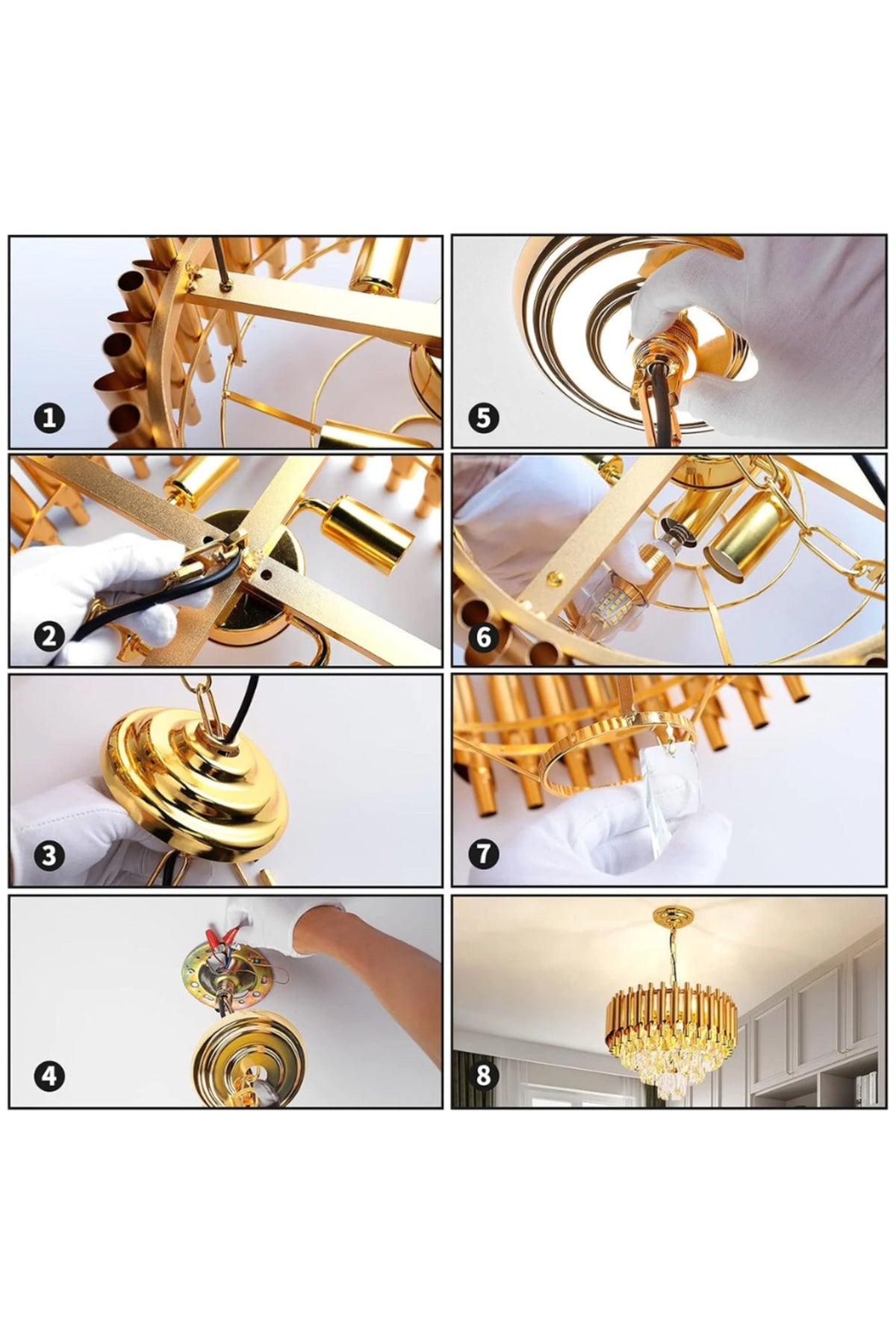 Candelabru cu cristale K9 Golden Panther, auriu, 60 cm, 9 x E14