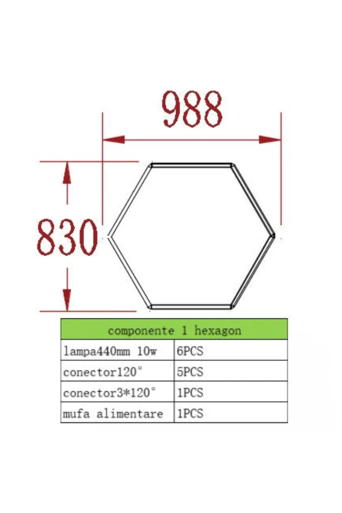 Plafonieră LED hexagonală albă, 60 W, 83 x 98 cm